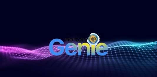 Norton Genie Logo on tech concept background