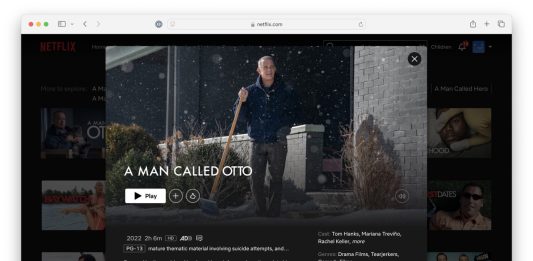 Screenshot of A Man Called Otto from Netflix using VPN connected to a server in Canada
