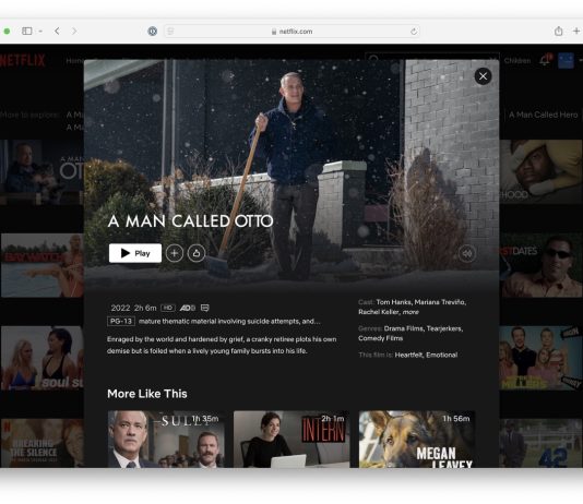 How to watch a Man Called Otto on Netflix (…even if it’s not in your country’s library) Screenshot of A Man Called Otto from Netflix using VPN connected to a server in Canada